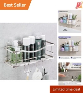 Shower Caddy Stainless Steel Medium Rustproof Shower Organizer with Hooks - Picture 1 of 9