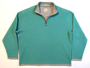 Paradise Collection 1/4 Zip Men’s Size XL Long Sleeve Thermal Waffle Teal & Grey - Picture 1 of 13