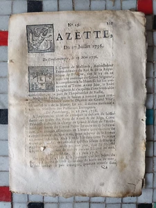 La Gazette 17 juillet 1756 journal Louis XV Gazette de France  60C - Imagen 1 de 7