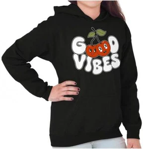 Cute Retro Good Vibes Happy Kawaii Cherries Youth Girls Hoodie Sweatshirts Kids - Picture 1 of 7