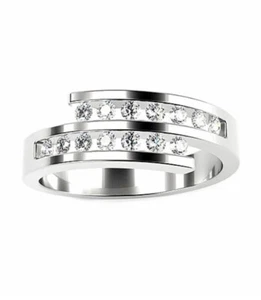 Rue De La Paix 18K White Gold 0.26ct Diamond Wedding Ring Size 52mm L 1/2 €1690 - Picture 1 of 5