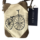 New NWT Chloe and Lex Crossbody Bag Canvas.  Cotton Pouch Purse.  Bicycle Print 