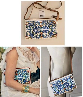 RARO Y NUEVO Brighton Volare Bordado Pájaros Cuero Bandolera Bolso sin asas Foto 1 de 4