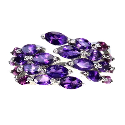 925纯银戒指侯爵夫人紫水晶红石宝石珠宝首饰尺寸10 — 第 1/4 张图片