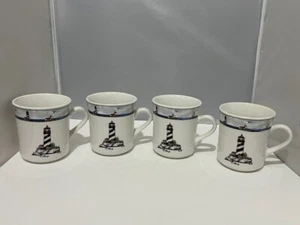 4er Set Vintage Totally Today Coastal Maritim Leuchtturm Kaffee Tee Becher Tasse - Bild 1 von 20