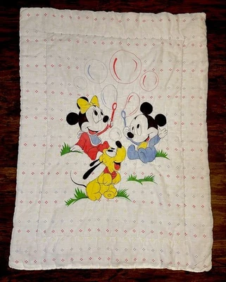 De Colección DUNDEE Disney Bebé Edredón Mickey Minnie Mouse Plutón Burbujas Manta RARO Foto 1 de 4