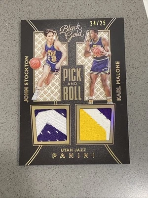 2015 Black Gold Pick And Roll Prime #20 John Stockton Karl Malone/25 ¡Usado en juegos! Foto 1 de 2