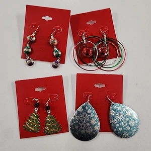 NWT Christmas Holiday French hook Earrings Lot Of 4  - Picture 1 of 9