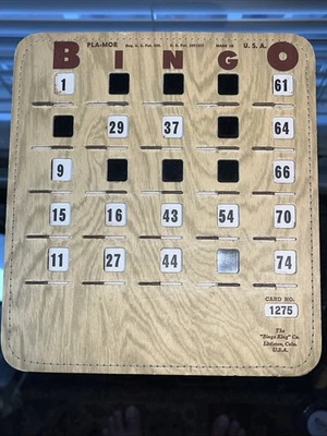 Lote de 25 tarjetas de bingo Pla-Mor King de colección cosidas con obturador secuencial Foto 1 de 4