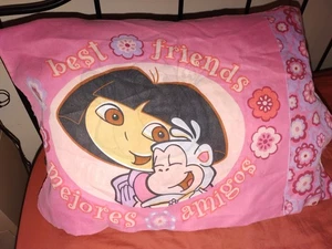 Vintage Dora Explorer Stiefel Standardgröße Kissenbezug selten wendbar gebraucht - Bild 1 von 4