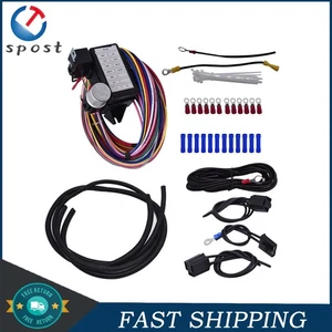 Fit For Most Hot Rods 12 Circuit Universal Wire Harness 14 Fuse 12V Wiring Kit - Picture 1 of 11