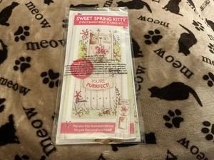 Brandneu Sweet Spring Kitty Kreuzstich 2-in-1 Lesezeichen & Kartenset - Bild 1 von 2