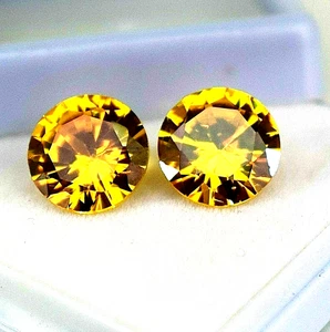 14 To 16 Ct Yellow Zircon AAA+ Loose gemstone Certified Cambodia Pair Round Cut - Picture 1 of 5