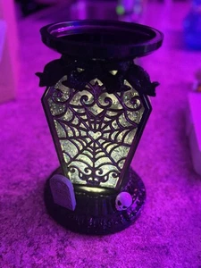 Bath & Body 9" beleuchteter Spinnennetz Sarg Wasserkugel Kerzenhalter SIEHE VIDEO - Bild 1 von 3