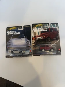 Hot Wheels Premium 2024 Fast & Furious Toyota Land Cruiser FJ43 And Porsche 911 - Picture 1 of 6