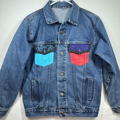 Auténtica Chaqueta Vaquera Vintage Años 80 90 Corazones Coloridos Retro Talla 36 Foto 1 de 4
