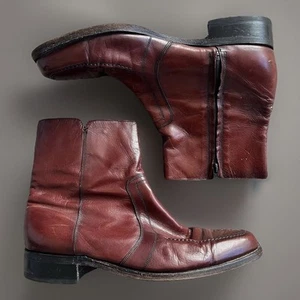VINTAGE Florsheim Chelsea Boots Men's Size 10 1/2 Cognac Oxblood Leather Beatles - Picture 1 of 21