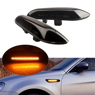 For BMW E46 E60 E90 E91 E92 E93 E82 E88 Smoke Dynamic LED Side Marker Light Pair - Image 1 of 4