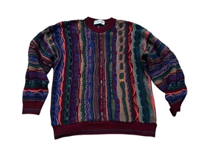 Vintage 90’s Coogi Biggie Style John Ashford Colorful Knit Sweater Men’s Large - Picture 1 of 6