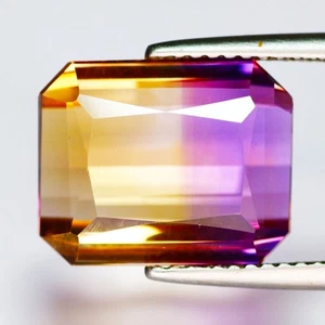 8.70 Ct Stunning Octagan 12.9 x 10.5 MM Bi Color Bolivia Natural Ametrine - Picture 1 of 5