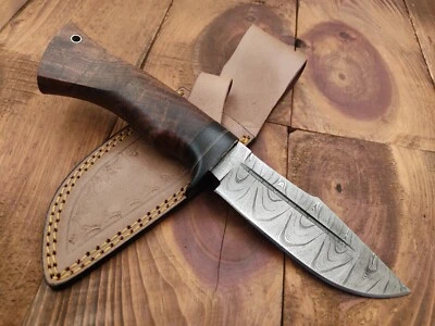 Custom Handmade Damascus Steel Camping Survival Outdoor Skinner Hunting Knife - Image 1 of 4