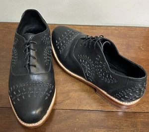 Bali ELF Heartbreak Black Leather Oxfords Handmade Shoes Women's Size 10 - Picture 1 of 11