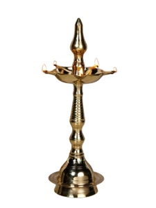 Brass Kerala Diya/Kuthu Vilakku Oil Lamp Stand –Traditional Indian Puja Article - Picture 1 of 6
