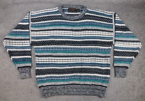 Vintage Mens Sweater XL Grandpa Grunge Chunky Knit 80s 90s Cosby Blue Grey - Bild 1 von 8