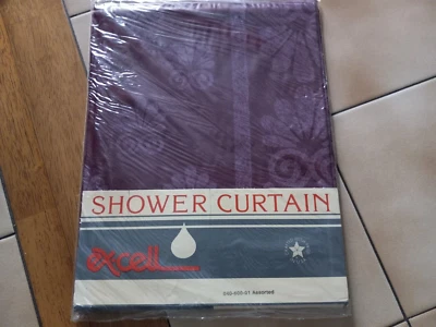 Vinyl Shower Curtain 70" x 72" Deep Purple w/Geometric Design USA - Image 1 of 4