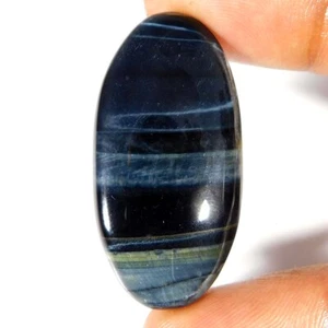 Polished Blue Tiger Eye Natural 39.50Cts. Oval Cabochon Loose Gemstone - Picture 1 of 3