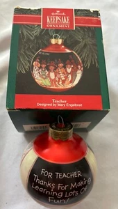 Hallmark 1992 Teacher By Mary Engelbreit Glass Christmas Ornament QX226-4 - Picture 1 of 6