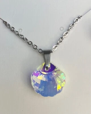 Women Necklace Crystal Seashell Pendant Clear AB Summer Gift - Image 1 of 4