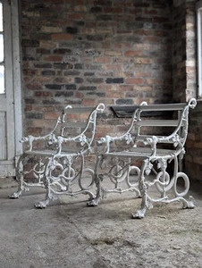 Coalbrookdale Cast Iron Garden Set 19th Century Antique Bench - Picture 1 of 20