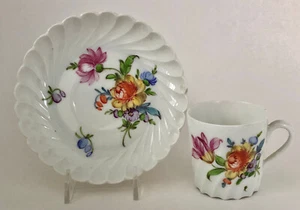 Nymphenburg Demitasse Cup & Saucer, Hand Painted Floral - Picture 1 of 8