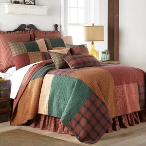 Donna Sharp Campfire Square King 3-Piece Quilt Set Lodge Cabin Patchwork Cotton - Picture 1 of 5