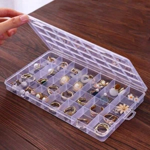Plastic Storage Box Organizer With 28 Grid For Organizing Earrings Rings Jewelry - Picture 1 of 6