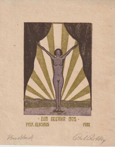 Impresión artística original vintage erótica Art Deco grabado Exlibris de ROTKY CARL - Imagen 1 de 2