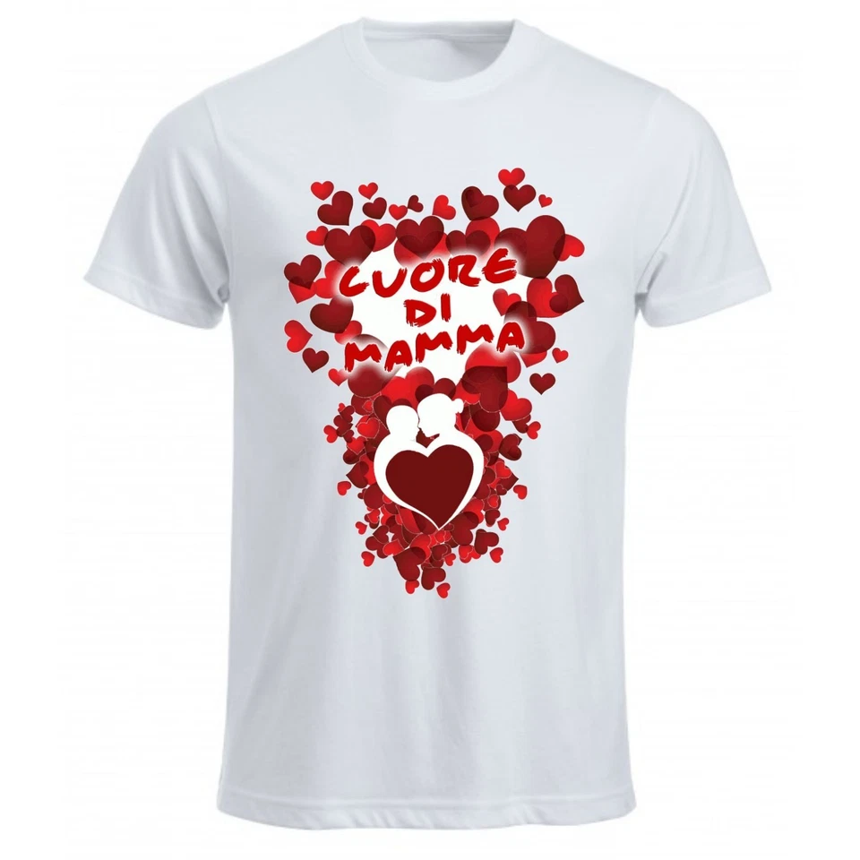 t-shirt maglia bianca donna scritta cuore di mamma festa idea regalo compleanno - Immagine 1 di 1