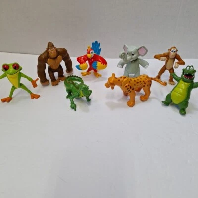 Rainforest Cafe Animal Figures Gorilla Monkey Parrot Frog Tiger Croc... Lot Of 8 - Image 1 of 4