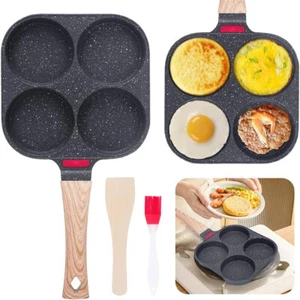 4-Loch-Frühstücks-Eierpfanne, antihaftbeschichtete Eier-Bratpfanne, Pfannkuchen- - Bild 1 von 18