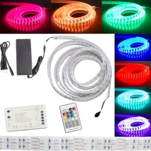  Brightest RGB LED Strip Dual layer 16ft WATERPROOF + Controller + UL Power - Picture 1 of 12