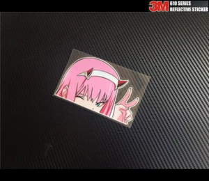 Reflective Darling in the Franxx Zero Two Senpai Peeking Anime JDM Sticker #D34 - Picture 1 of 2