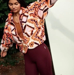 Free people Hit The Slopes Printed Fleece Jacket Size L - Picture 1 of 9