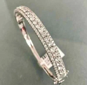 Bracciale Donna Diamanti Creati in Laboratorio Taglio Tondo 7Ct Placcato Oro Bianco 14K - Foto 1 di 5