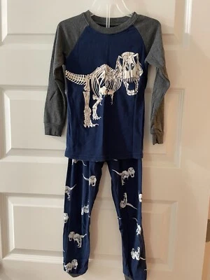 Boys Dinosaur Pajama set Navy & Gray Snug Fit Long Sleeve Pants Size 6 - Image 1 of 2