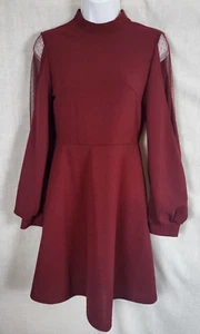 Vestido SHEIN Rubí/Borgoña con Brazos de Malla Para Mujer S Corto Midi Elegante Fiesta - Imagen 1 de 6