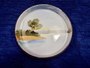 Plato de baratija / posavasos pintado a mano - MEITO CHINA - JAPÓN - Paisaje - Imagen 1 de 3