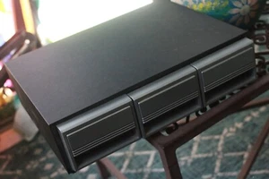 Vinatge cassete tape caddy, 3 drawer, and cassettes nice - 34 tapes,Queen,Stones - Picture 1 of 19