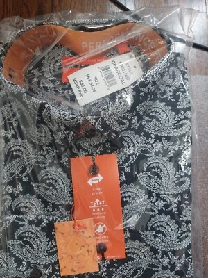 Новый с Ярлыками 85.00 Tallia мужчин угольно-черный длинным рукавом платье рубашка 16,5 34/35 - Изображение 1 из 2