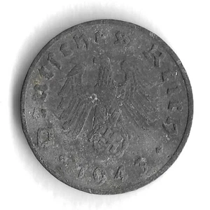 Moneda Mundial 1943 F Alemania 1 Reichspfennig Segunda Guerra Mundial - KM# 97 - Imagen 1 de 2